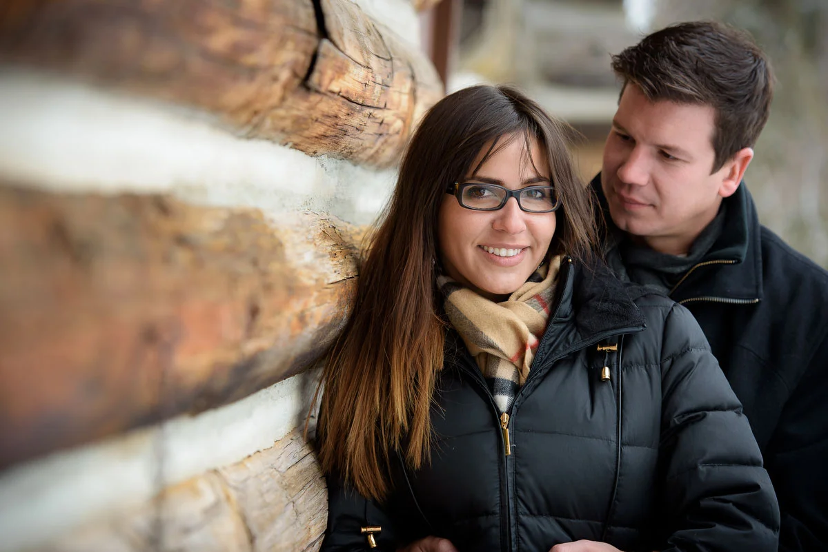 Winter engagement session at Deicke Park in Huntley. 