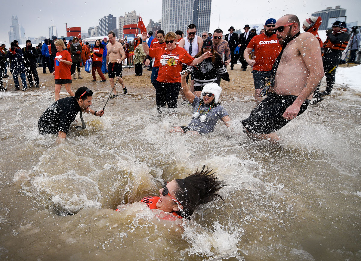 2015 Special Olympics Polar Plunge at North Avenue Beach Chicago. 