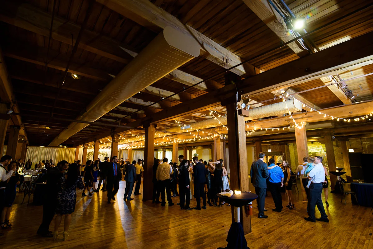 Guests dance during a Bridgeport Arts Center wedding. 
