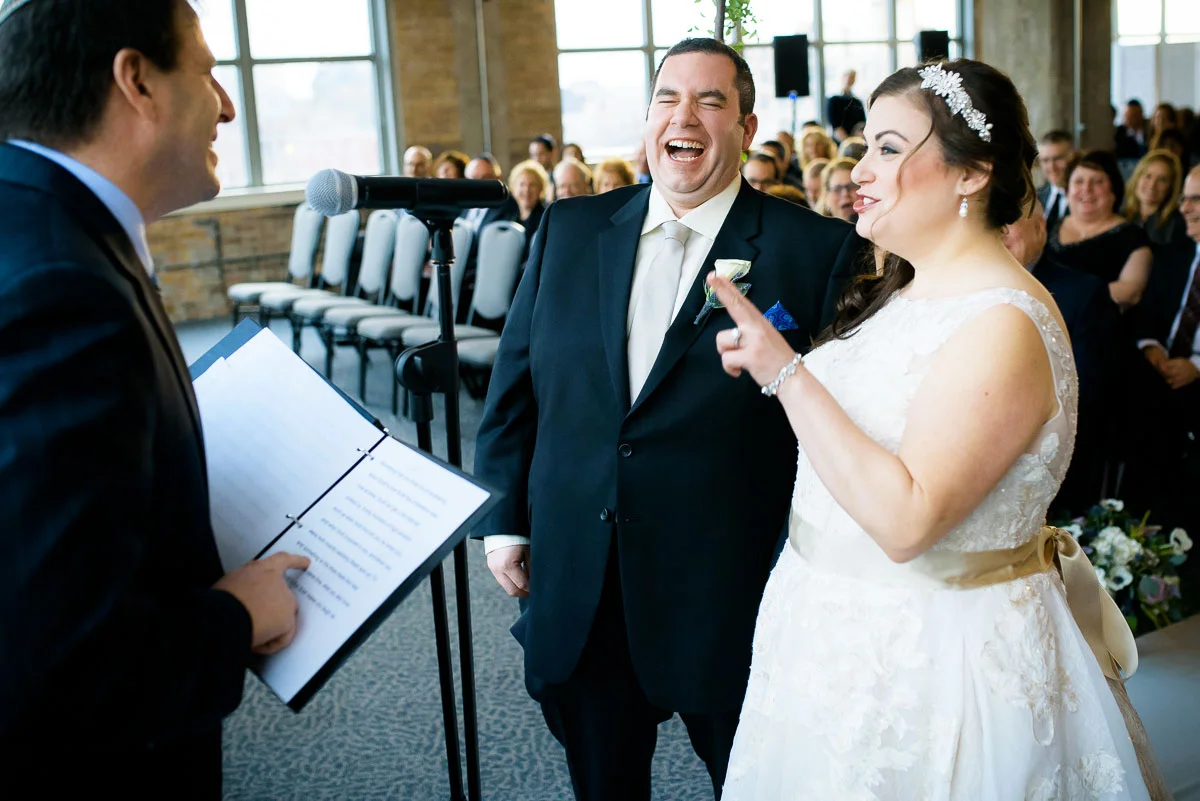 A fun moment during the ceremony at Kendall College Chicago. 