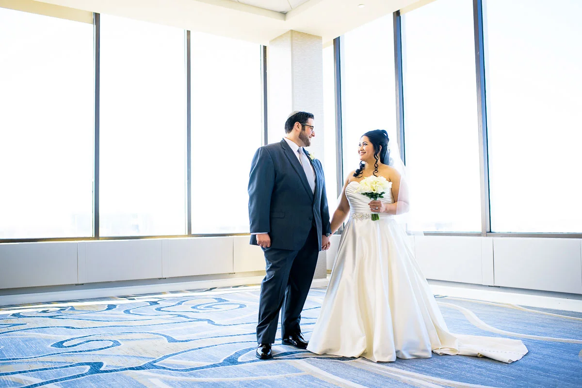 Bridal portrait on the top floor of the DoubleTree Skokie. 