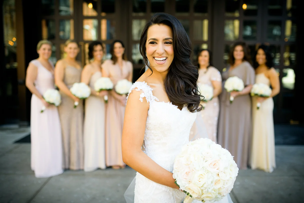 Bridesmaids on the wedding day at the Thompson Chicago.