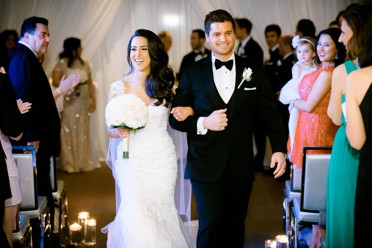 Newly married couple during a Thompson Chicago wedding. 