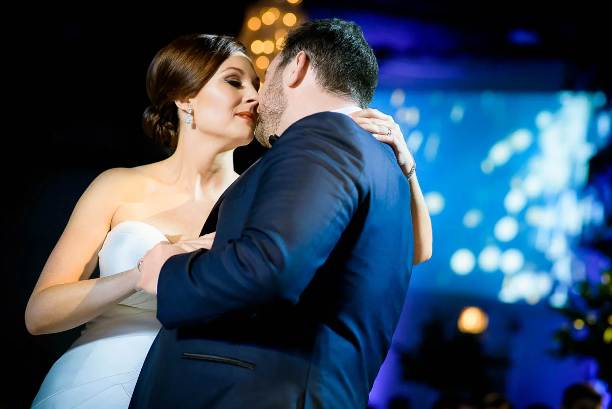 Couple's first dance during their wedding reception at Moonlight Studios Chicago. 