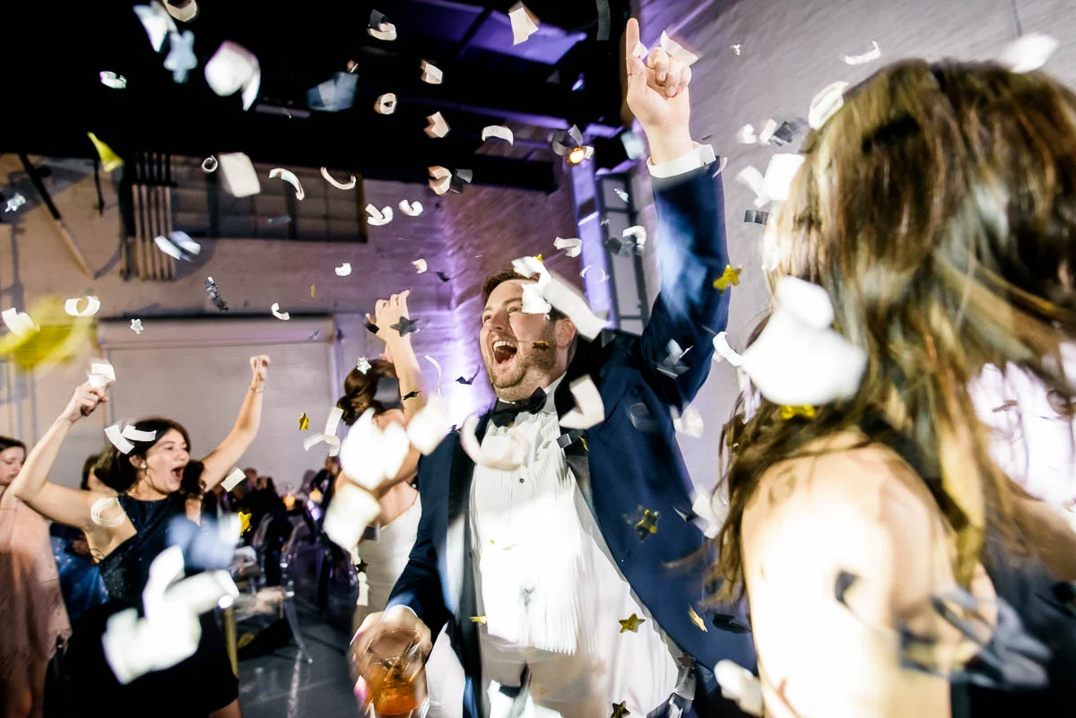 Confetti at a Moonlight Studios Chicago wedding reception. 