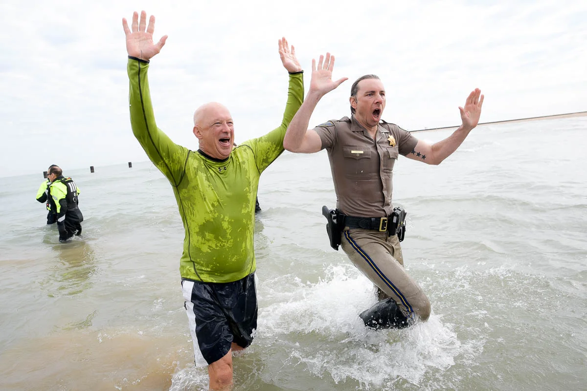 2017 Chicago Polar Plunge at North Avenue Beach Dax Shepard.