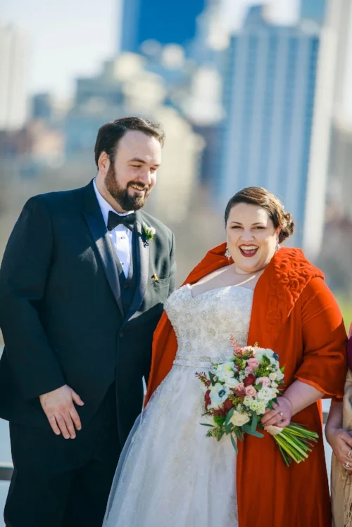 Moment-driven portrait of bride and groom at Lincoln Park for their Cafe Brauer wedding. 