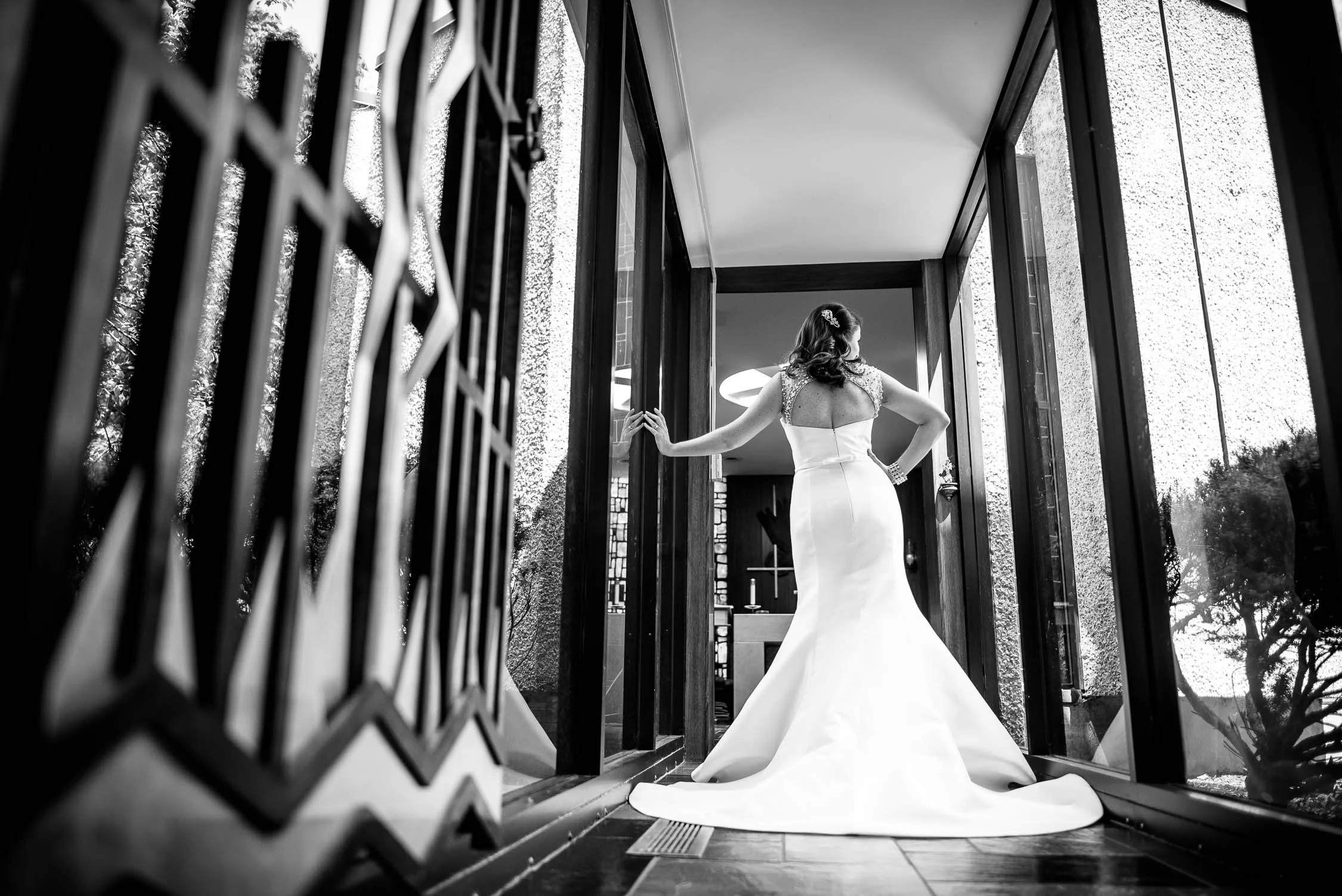 Bridal portrait at St. Barnabus in Beverly, Chicago before the wedding ceremony. 