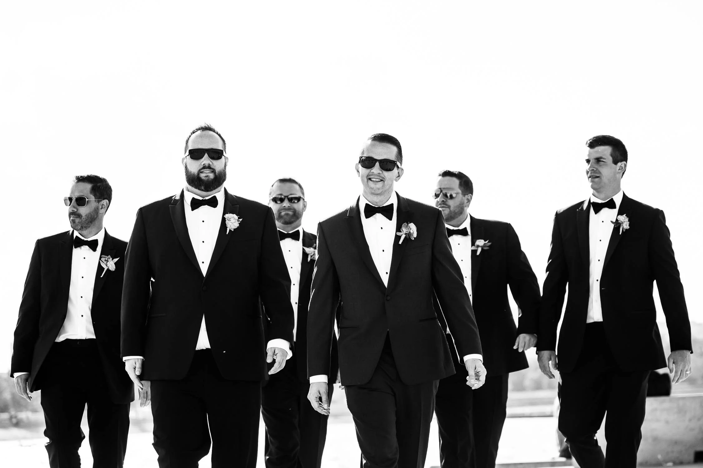 Groomsmen photo at the 31st Street Beach before a Bridgeport Art Center wedding in Chicago.