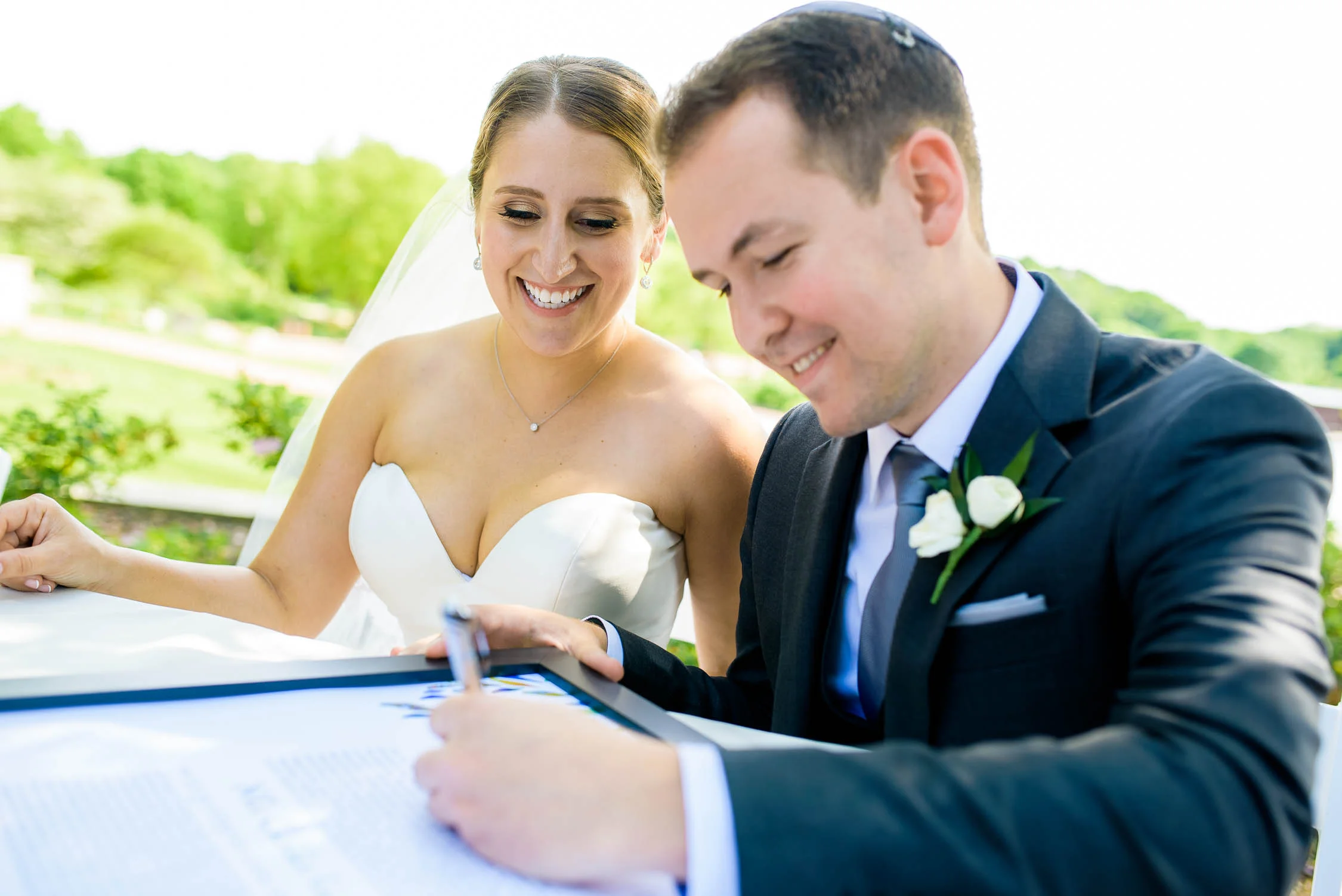 Ketubah signing at Independence Grove in Libertyville. 
