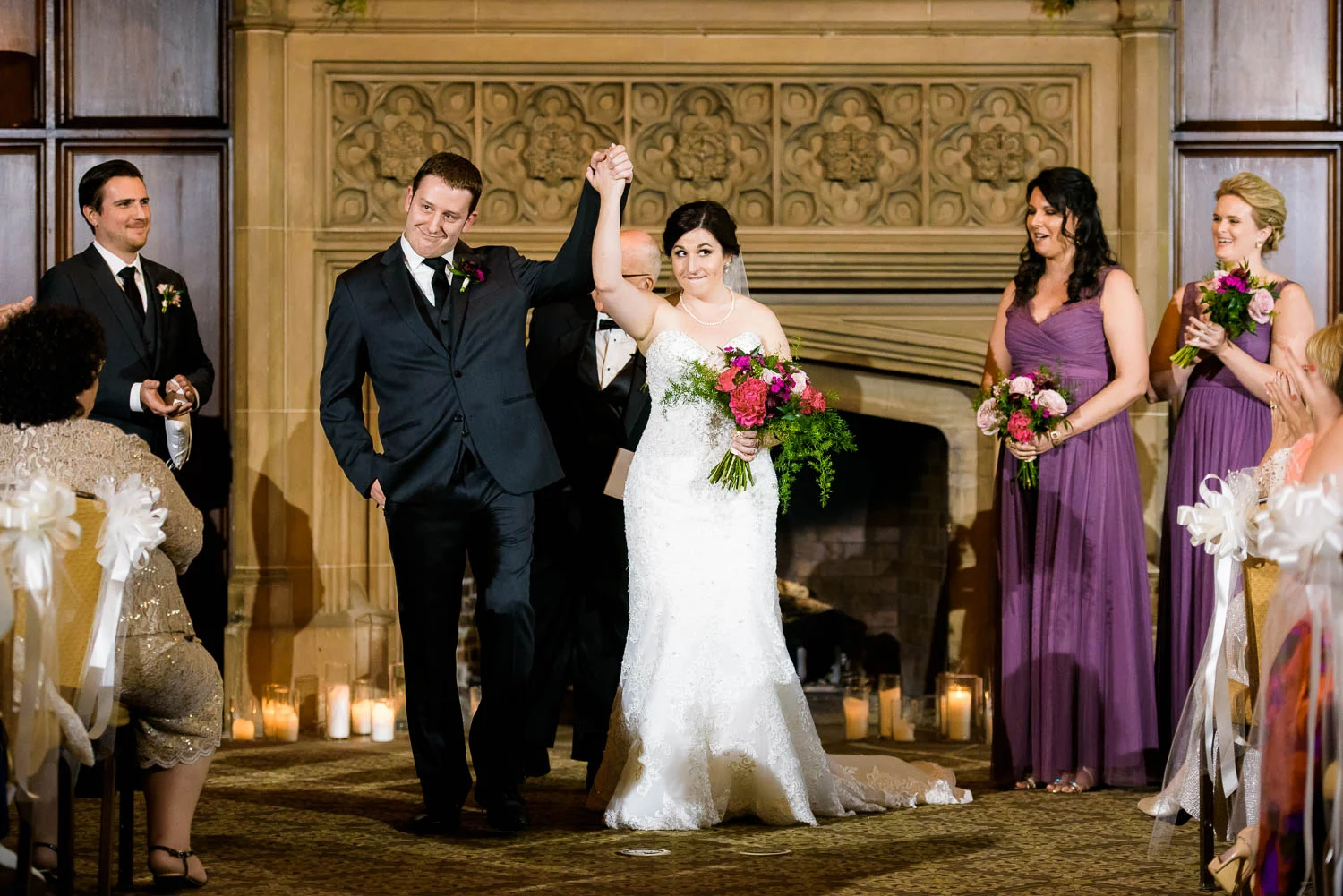 Wedding ceremony in the Michigan room during a University Club of Chicago wedding. 