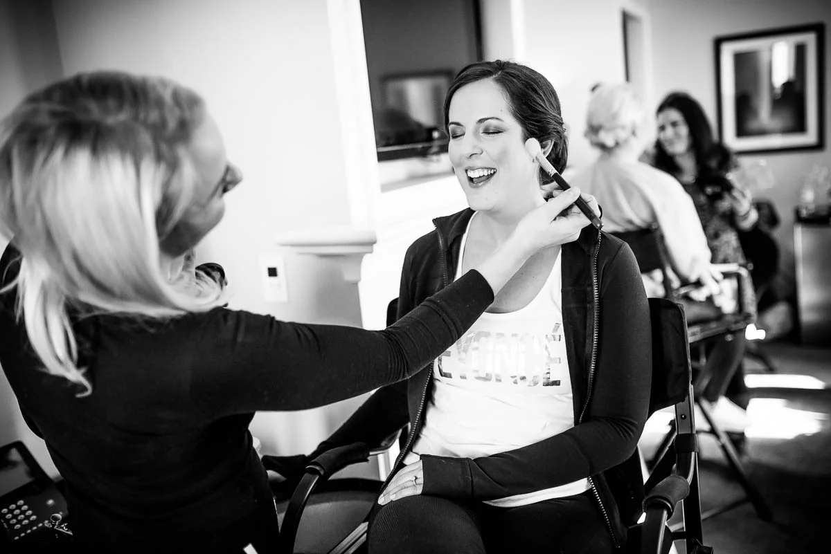 Bride getting ready at the Waldorf Astoria during her MCA Chicago winter wedding. 