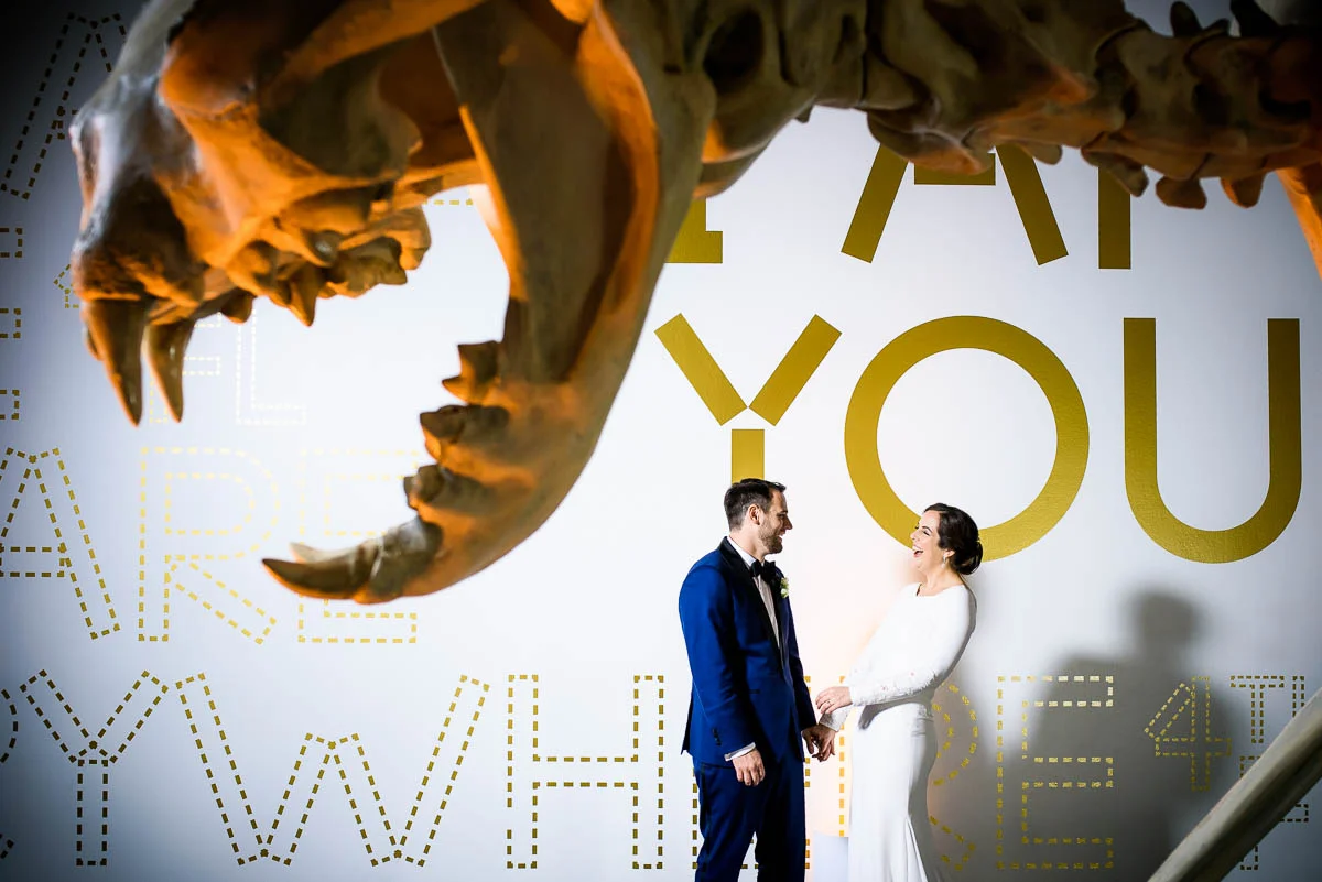 Fun creative wedding portrait at the MCA Chicago. 