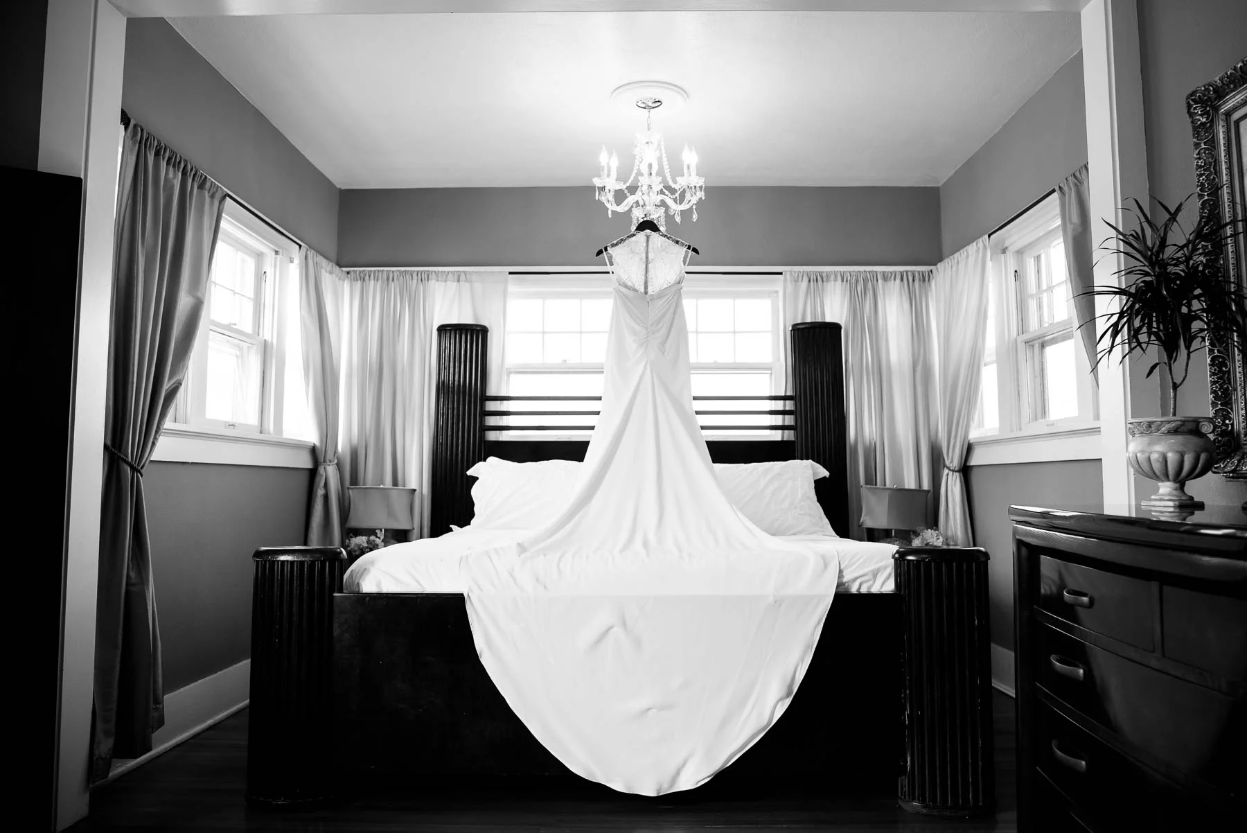 Wedding dress detail during a wedding at the Manor House in Littleton, Colorado. 