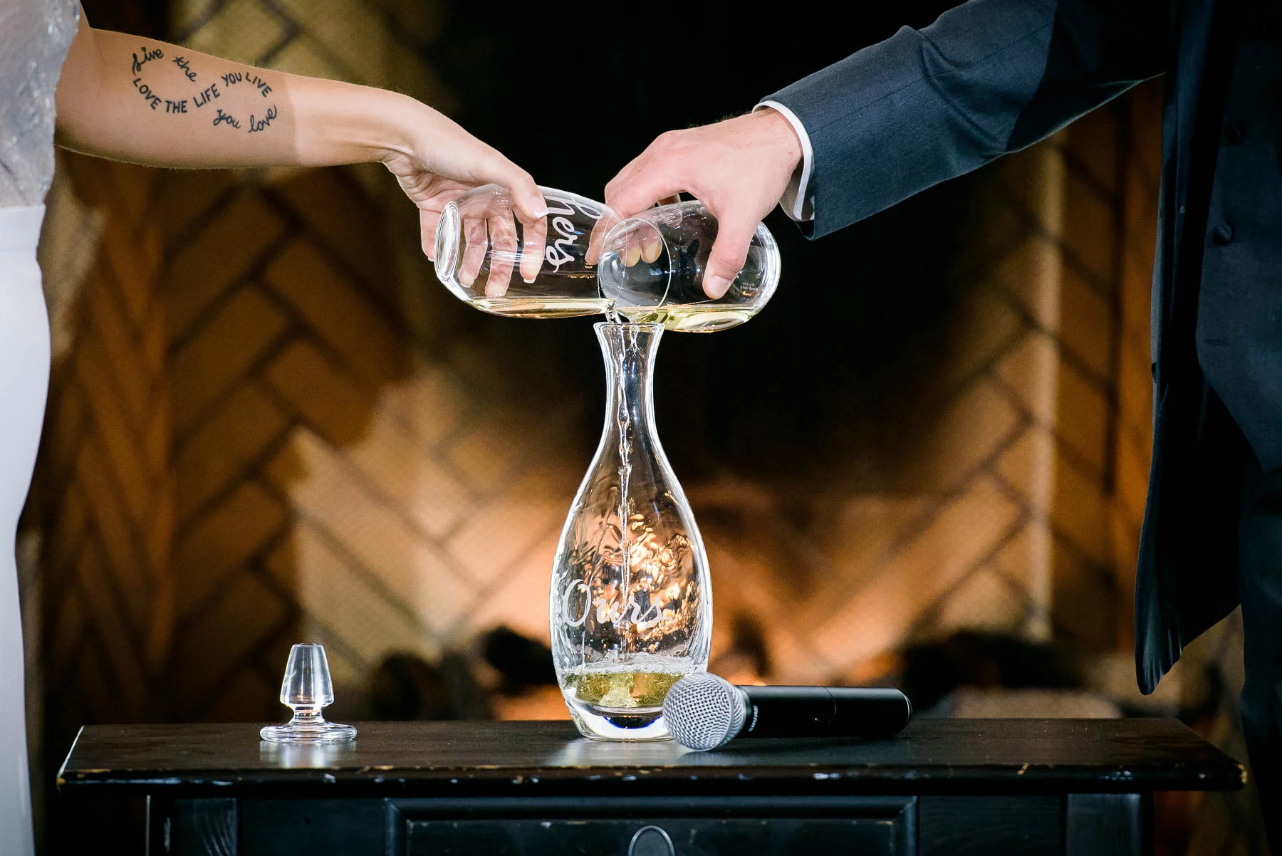 Wine ceremony during a wedding at the Manor House in Littleton, Colorado. 