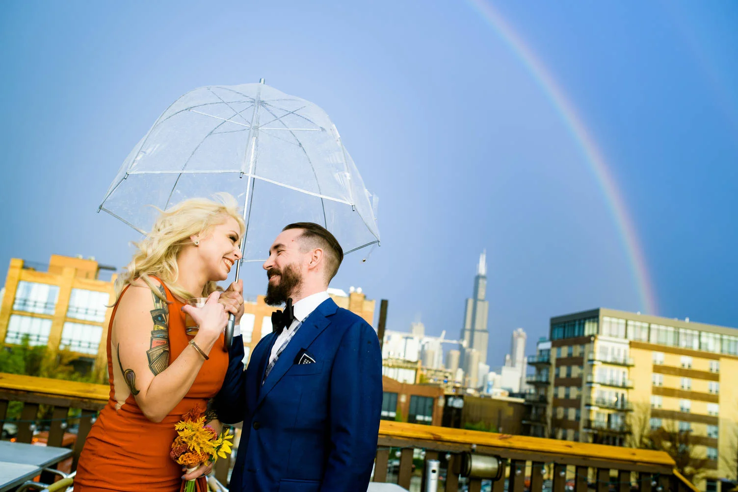 Rainbow Chicago wedding photo at Bottom Lounge.