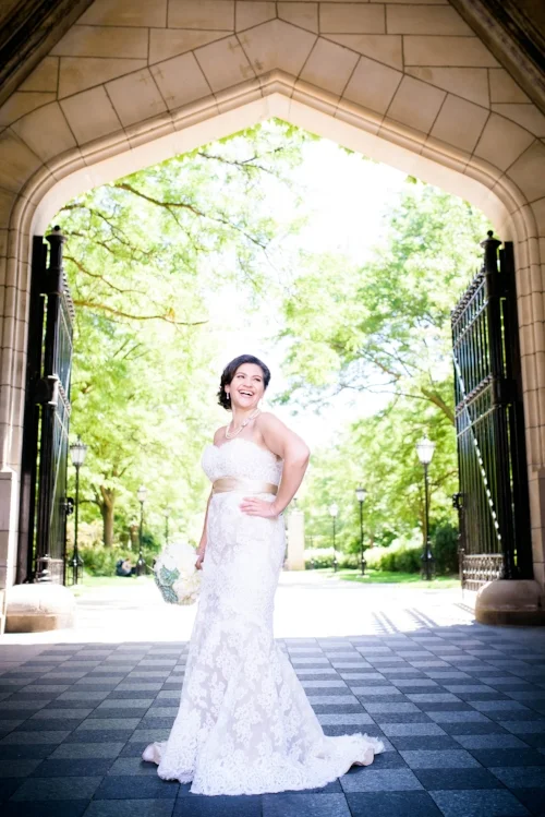 Bridal wedding photo at the University of Chicago. 