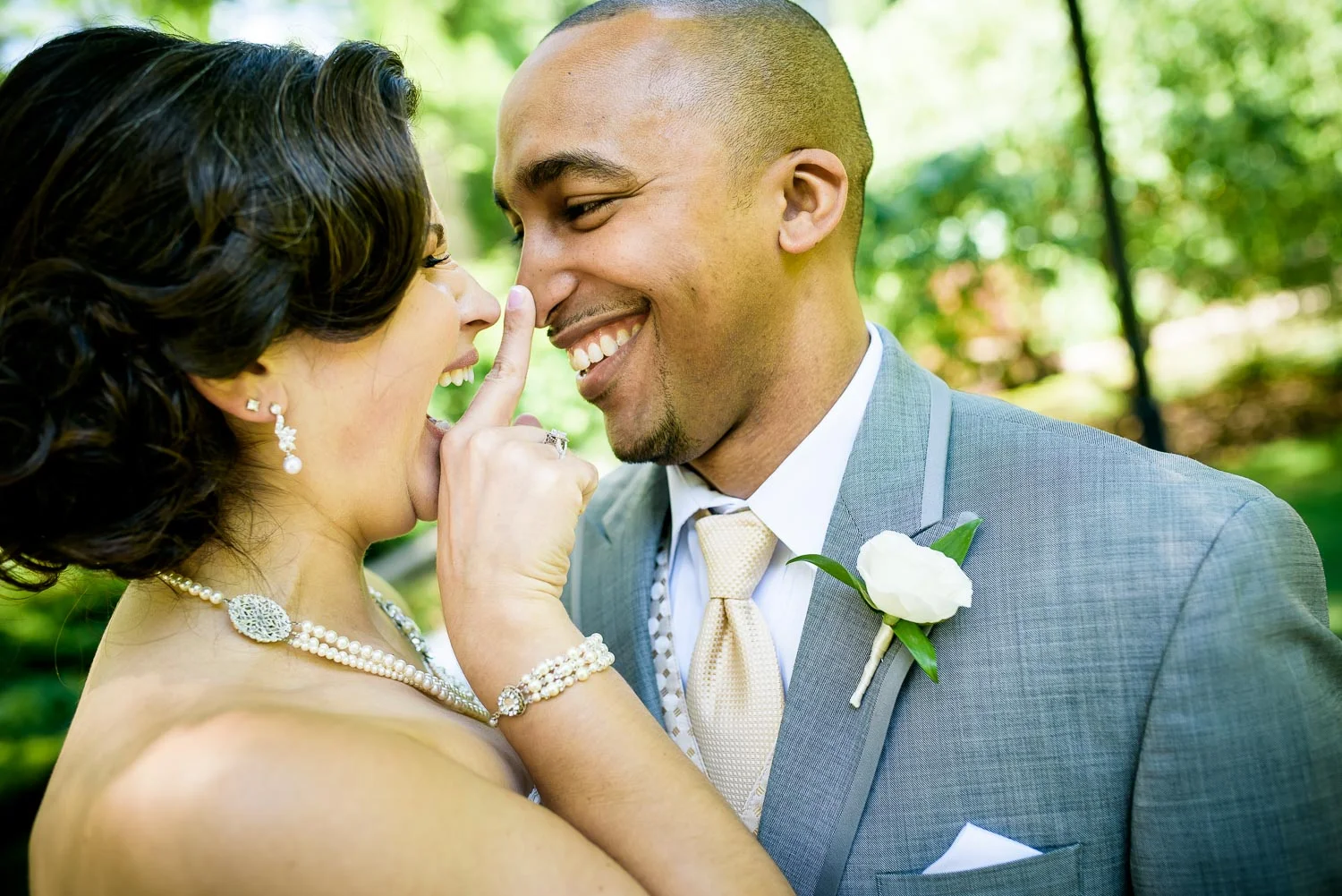 Funny photo of bride and groom during their Quadrangle Club, University of Chicago wedding. 