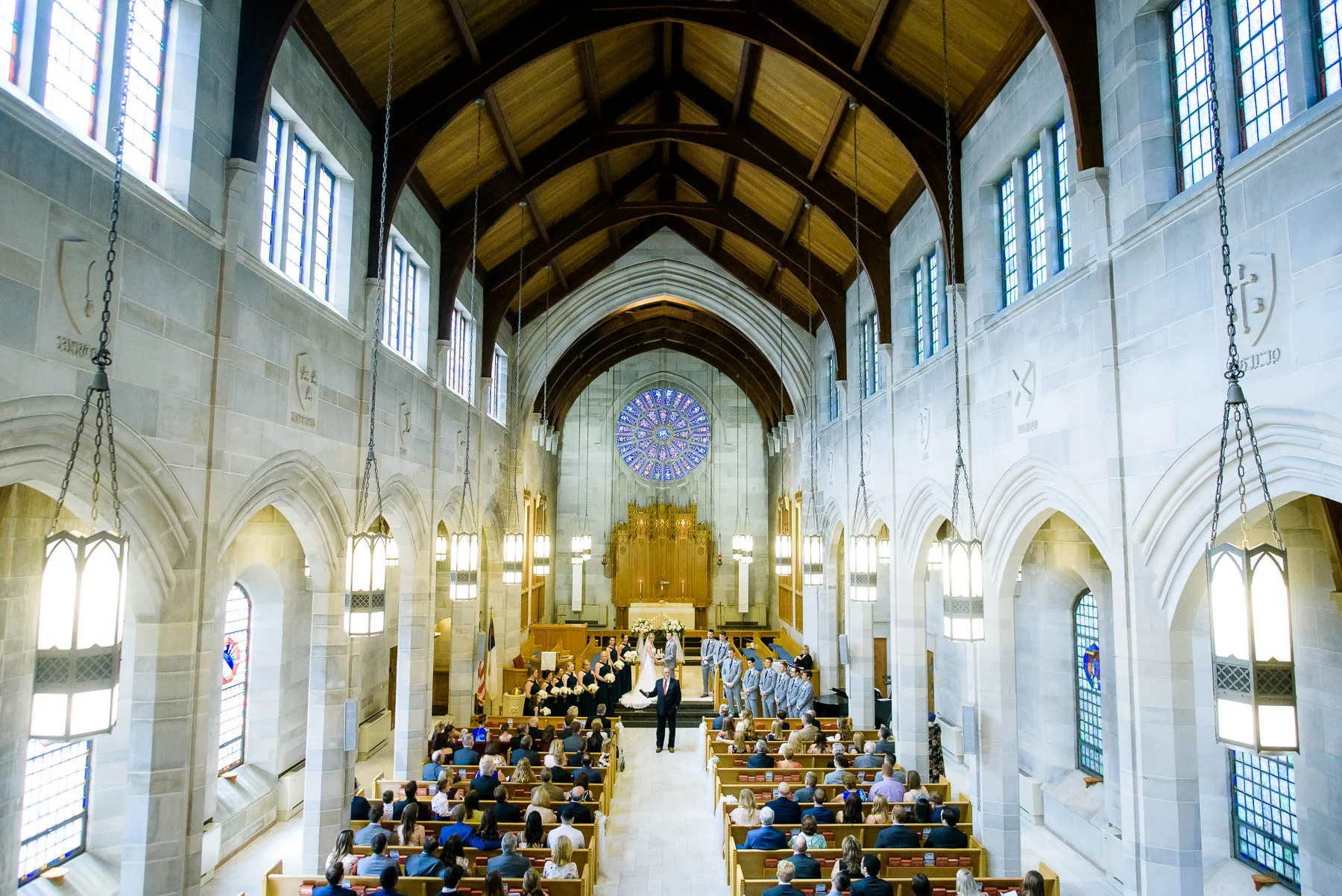 Wedding ceremony at Baker Memorial United Methodist Church in St. Charles