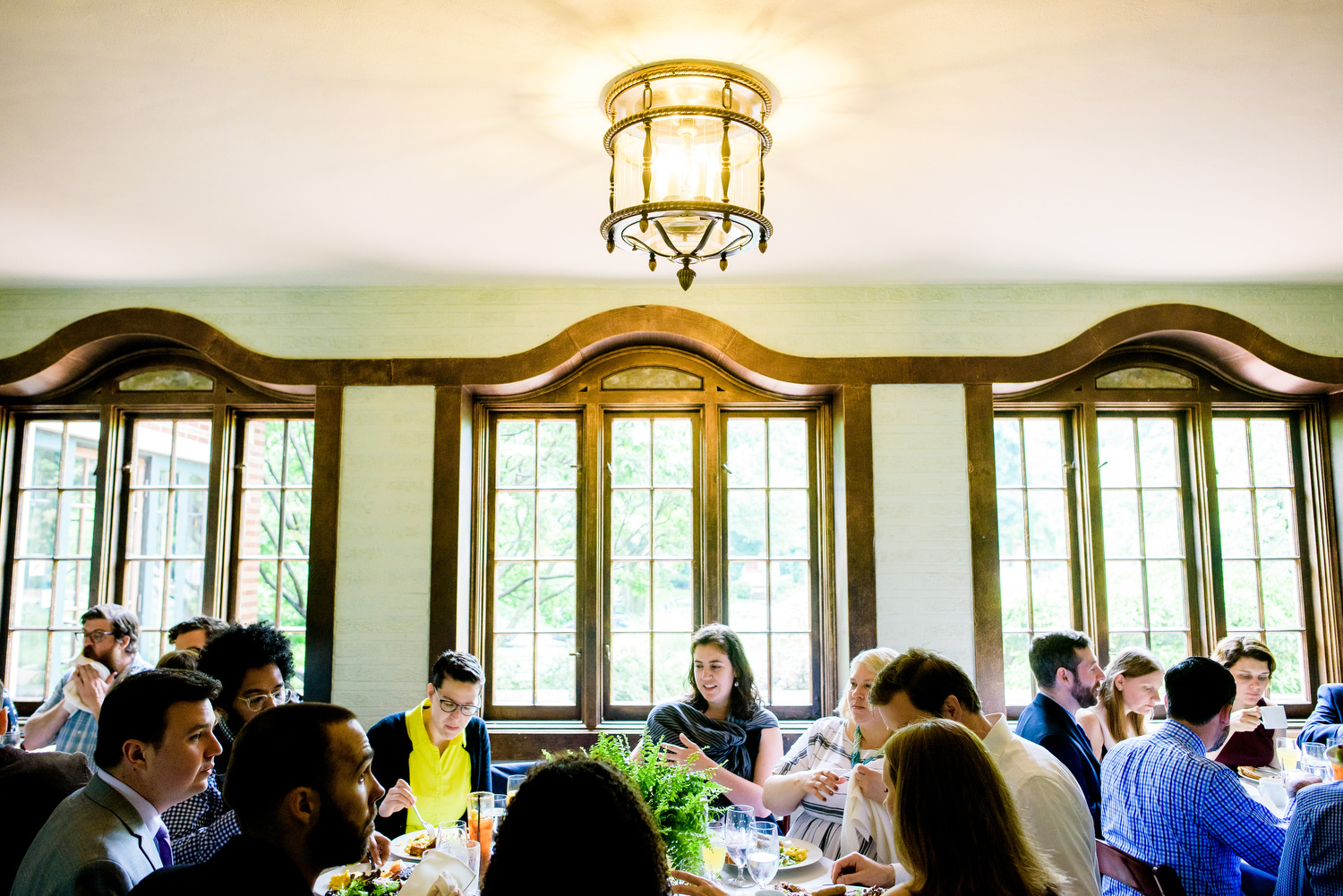 Brunch reception during a Cheney Mansion wedding in Oak Park. 