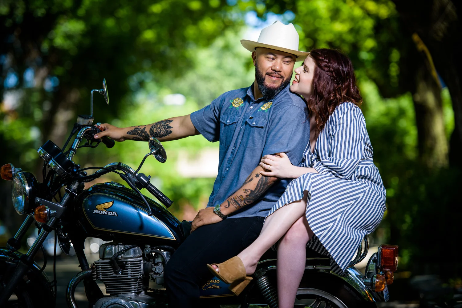 Engagement photo outside Club Lucky in Wicker Park Chicago.