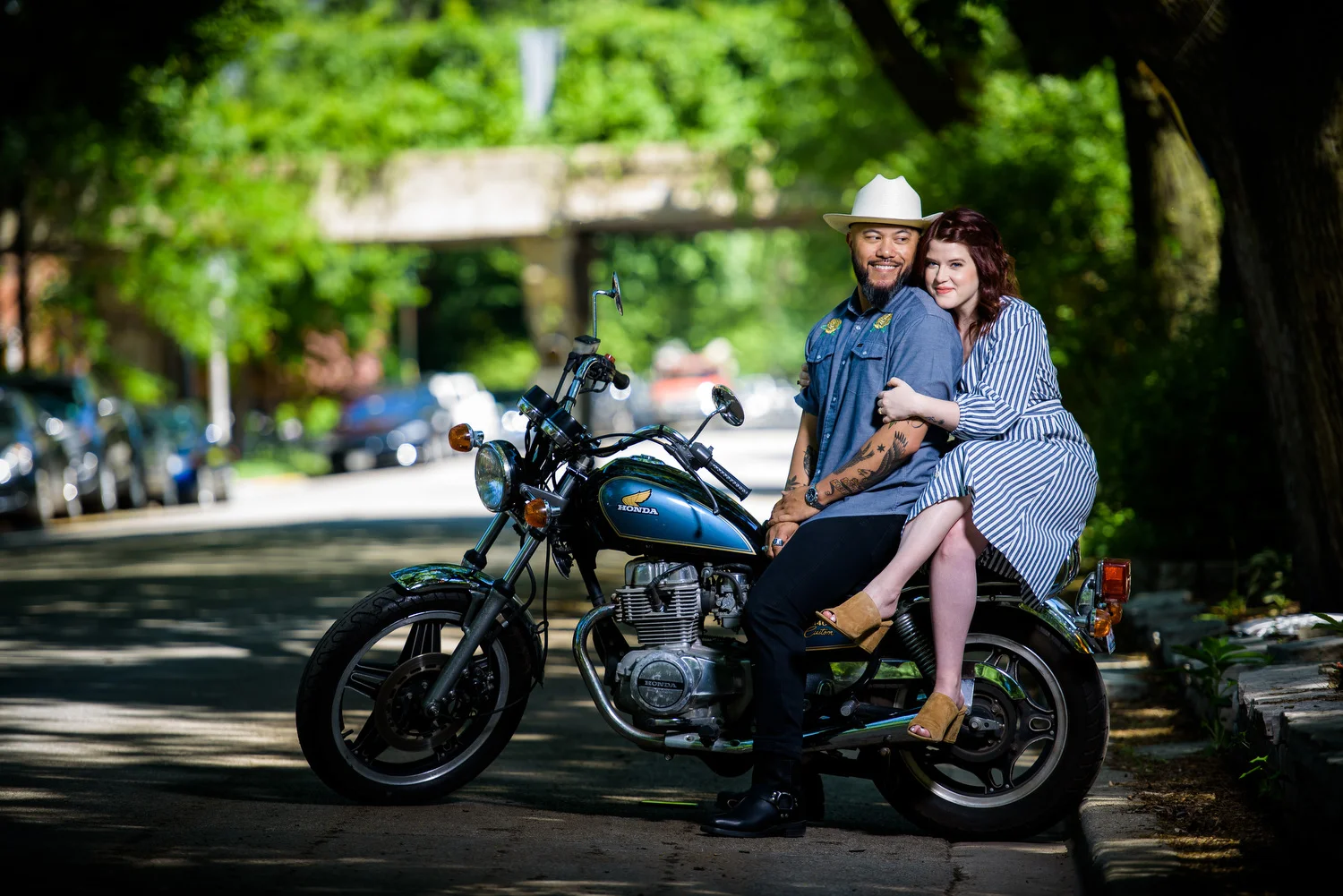Wicker Park Chicago engagement photo outside Club Lucky.