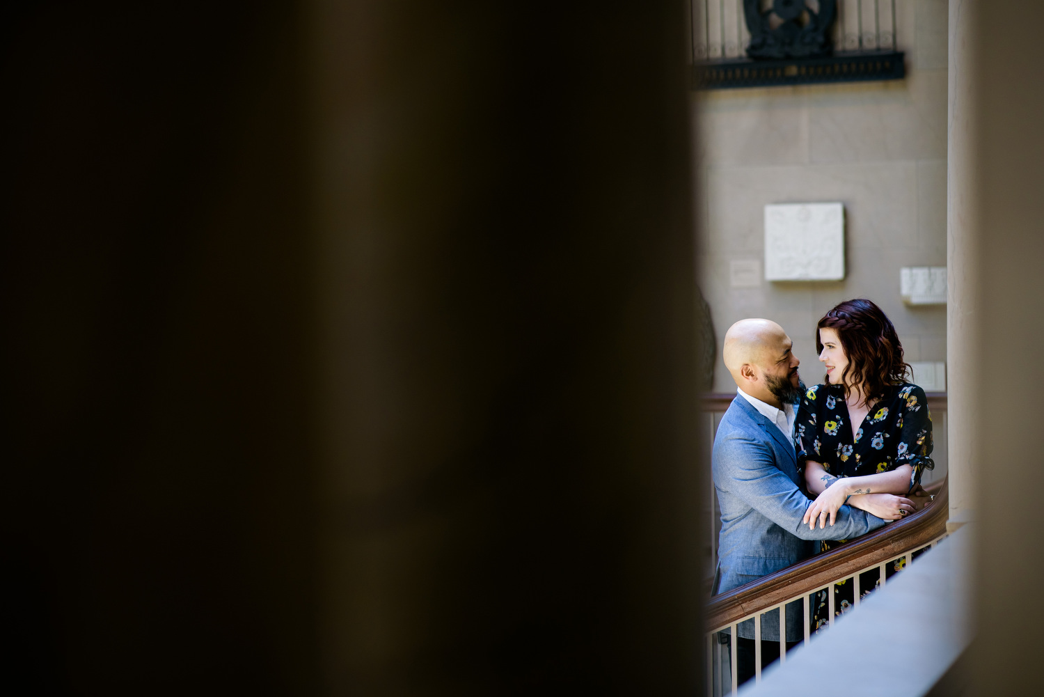 Art Institute of Chicago engagement photo on the Women's Board Staircase.