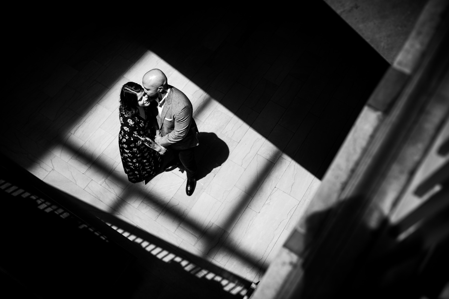 Art Institute of Chicago engagement photo on the Women's Board Staircase.