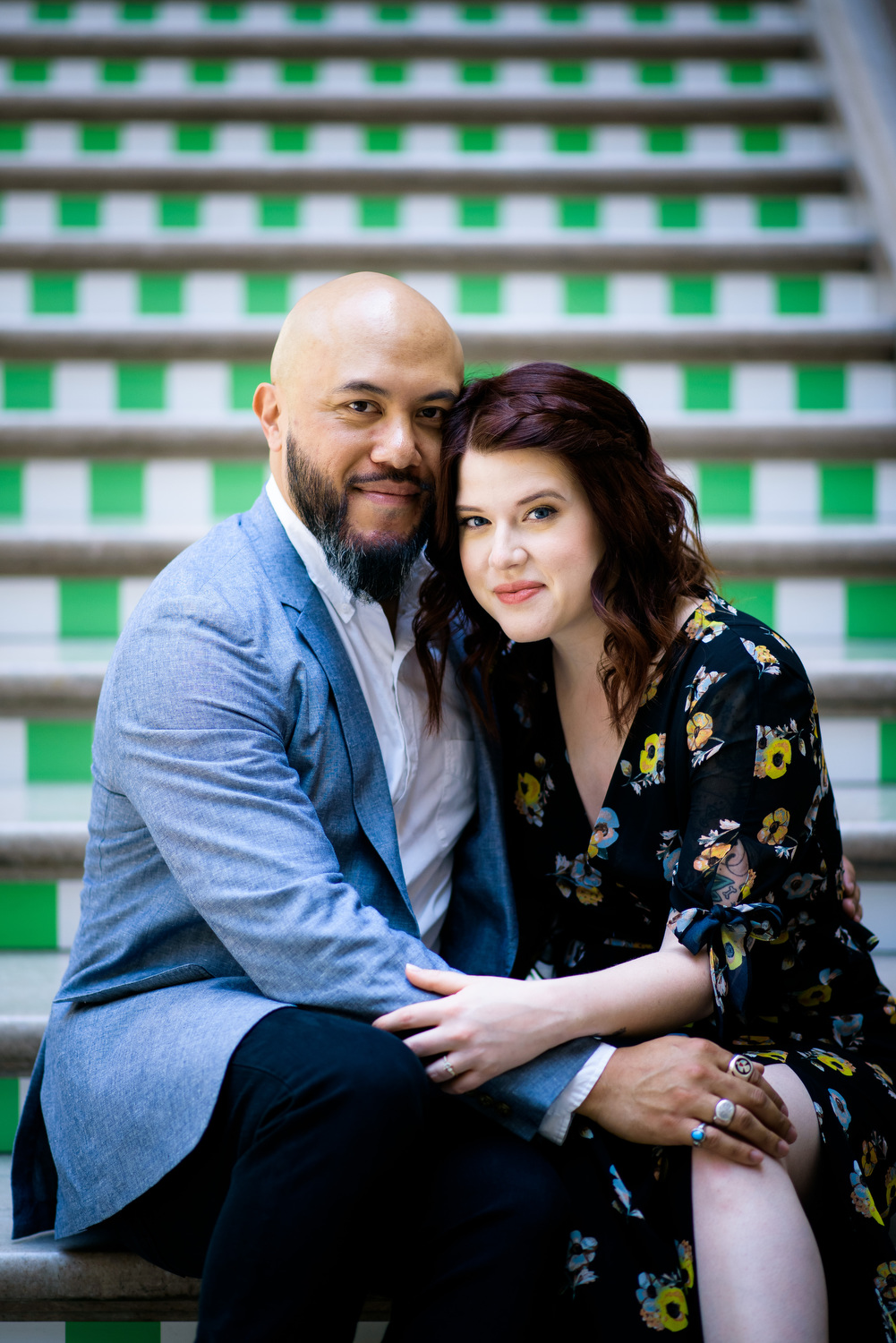 Art Institute of Chicago engagement photo on the Women's Board Staircase.