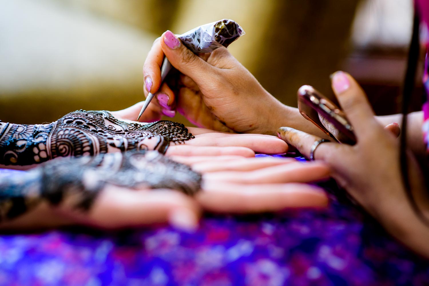 Henna photo during an Indian wedding mehndi in South Barrington, Illinois.