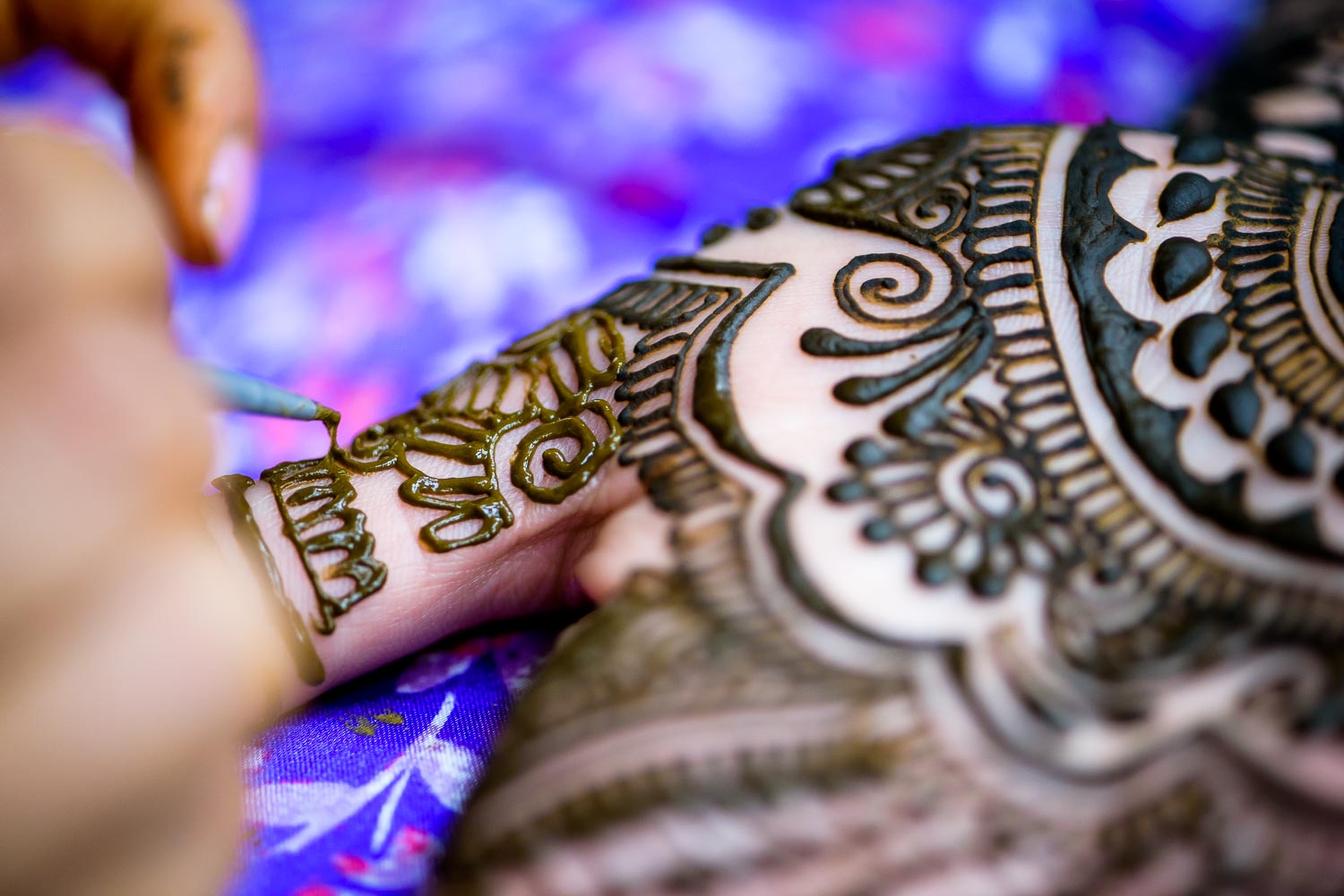 Henna photo during an Indian wedding mehndi in South Barrington, Illinois.