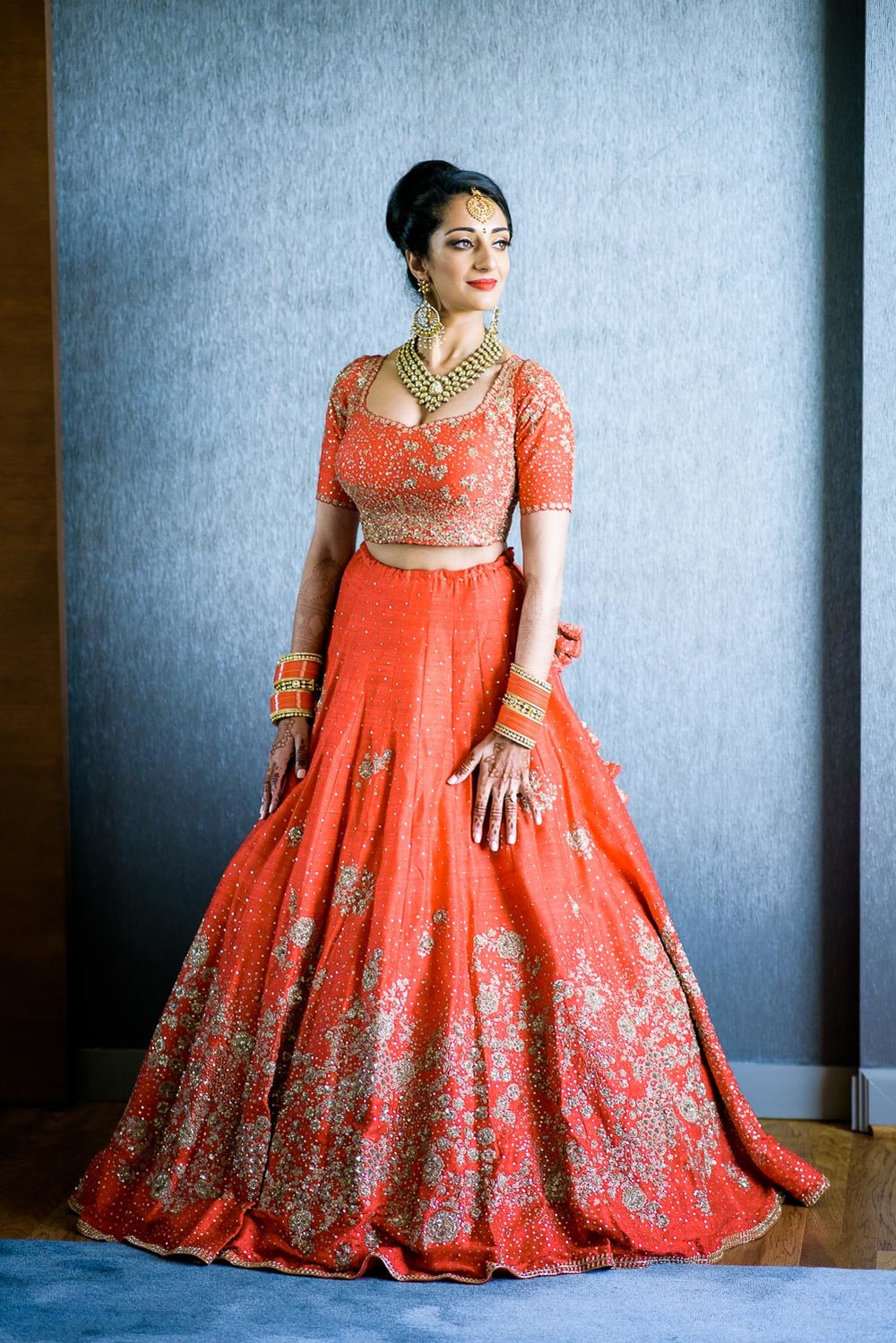 Bridal portrait during a Renaissance Schaumburg Convention Center Indian wedding.