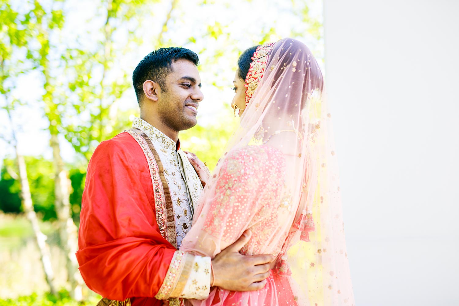 Bride and groom during their Renaissance Schaumburg Convention Center Indian wedding.