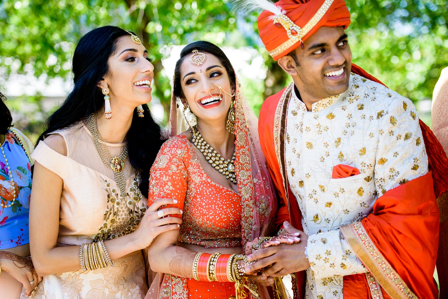 Fun bridal party moment during a Renaissance Schaumburg Convention Center Indian wedding.