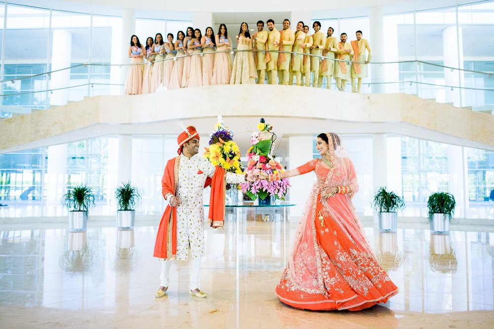 Fun wedding photo during a Renaissance Schaumburg Convention Center Indian wedding.