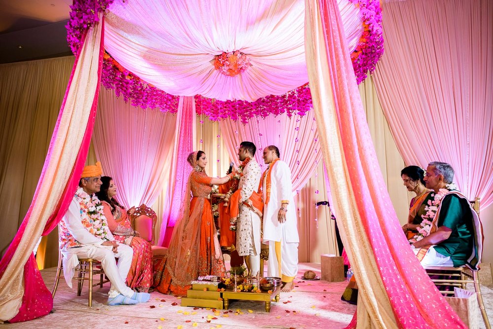 Wedding ceremony during a Renaissance Schaumburg Convention Center Indian wedding.