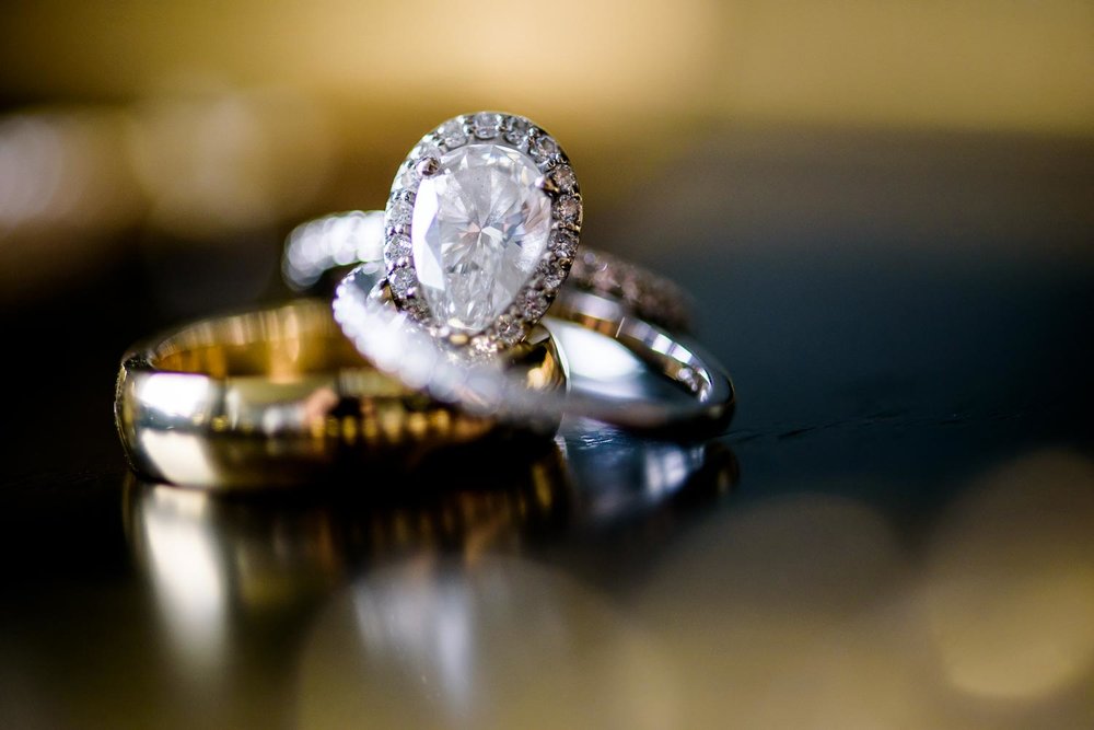 Rings detail photo during a Renaissance Schaumburg Convention Center Indian wedding.