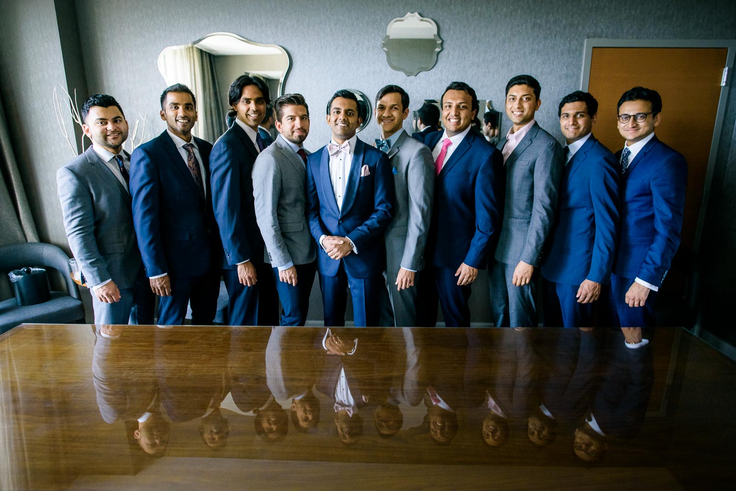 Groomsmen during a Renaissance Schaumburg Convention Center Indian wedding.