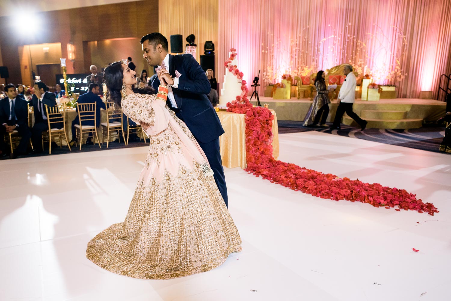 First dance during a Renaissance Schaumburg Convention Center Indian wedding reception.