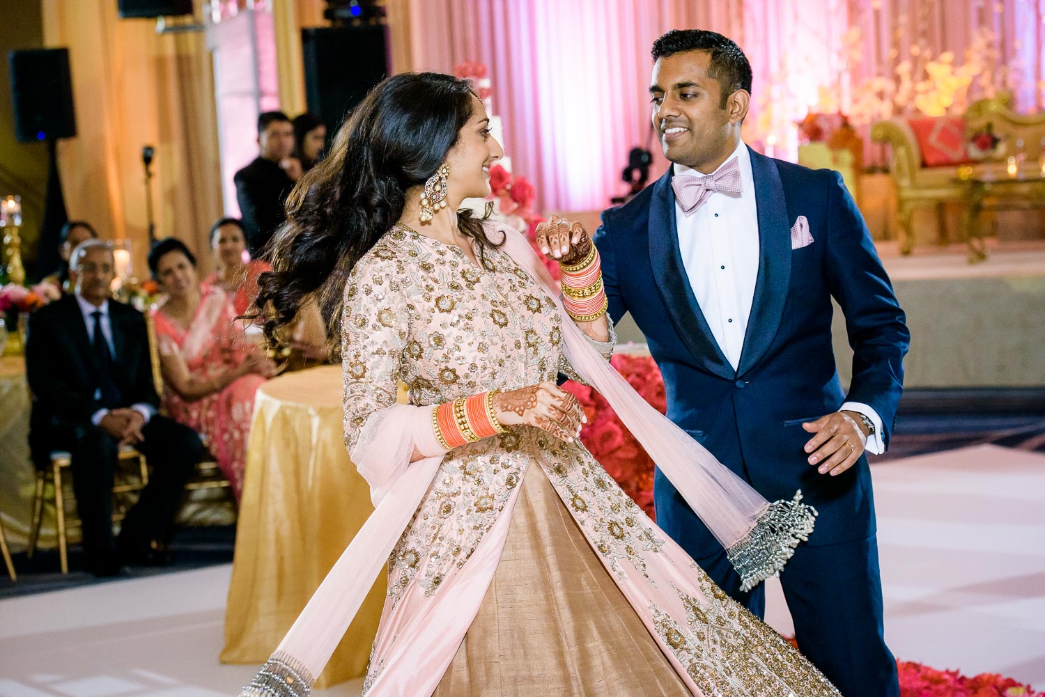 First dance during a Renaissance Schaumburg Convention Center Indian wedding reception.