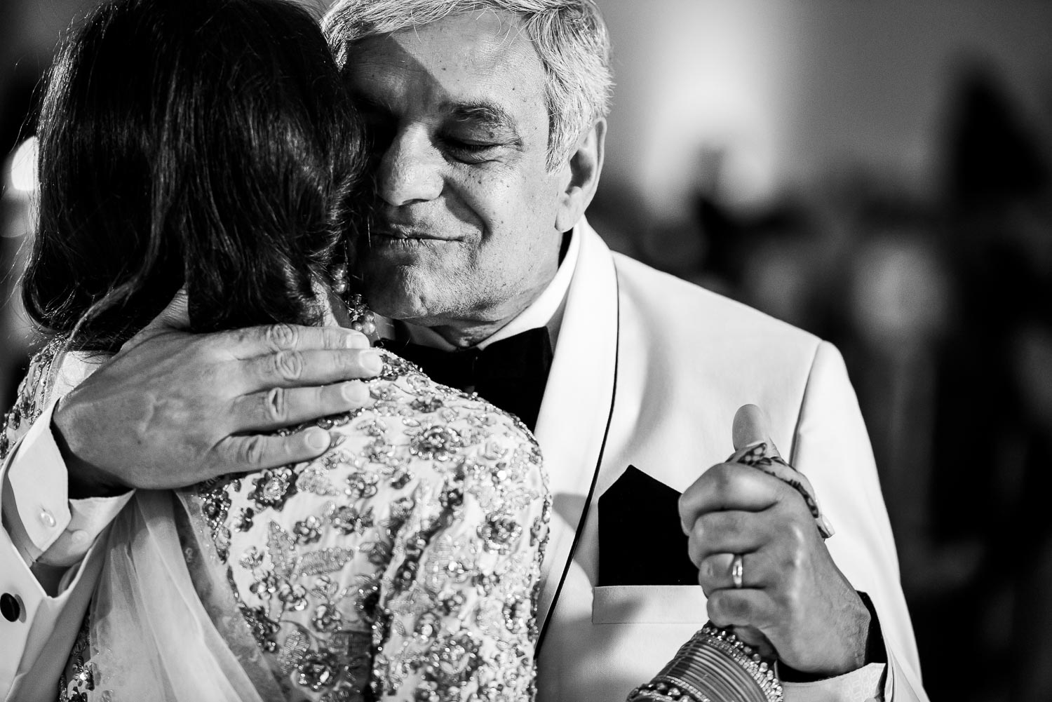 Father daughter dance during a Renaissance Schaumburg Convention Center Indian wedding reception.