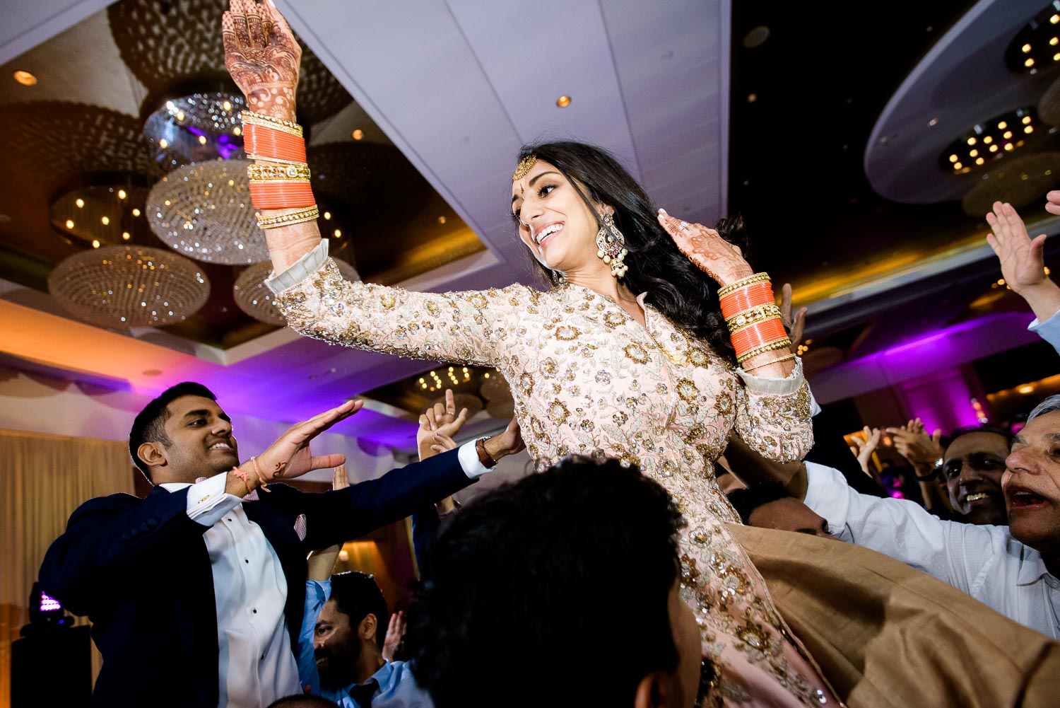 Bride during a Renaissance Schaumburg Convention Center Indian wedding reception.