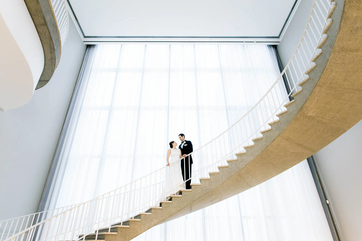 Bride and groom portrait during their Art Institute of Chicago wedding.