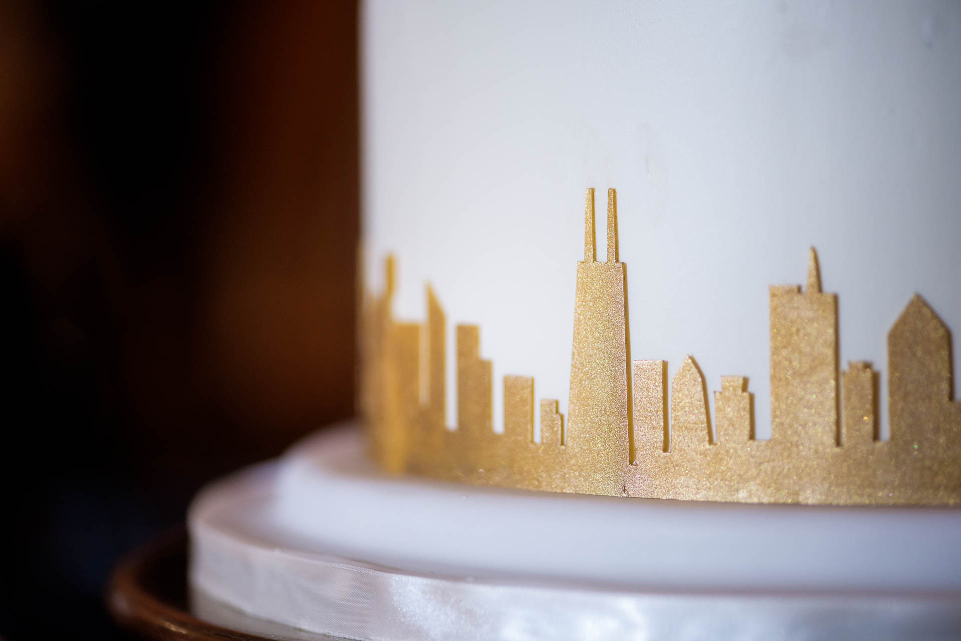 Wedding cake detail photo at the Mid America Club in Chicago.