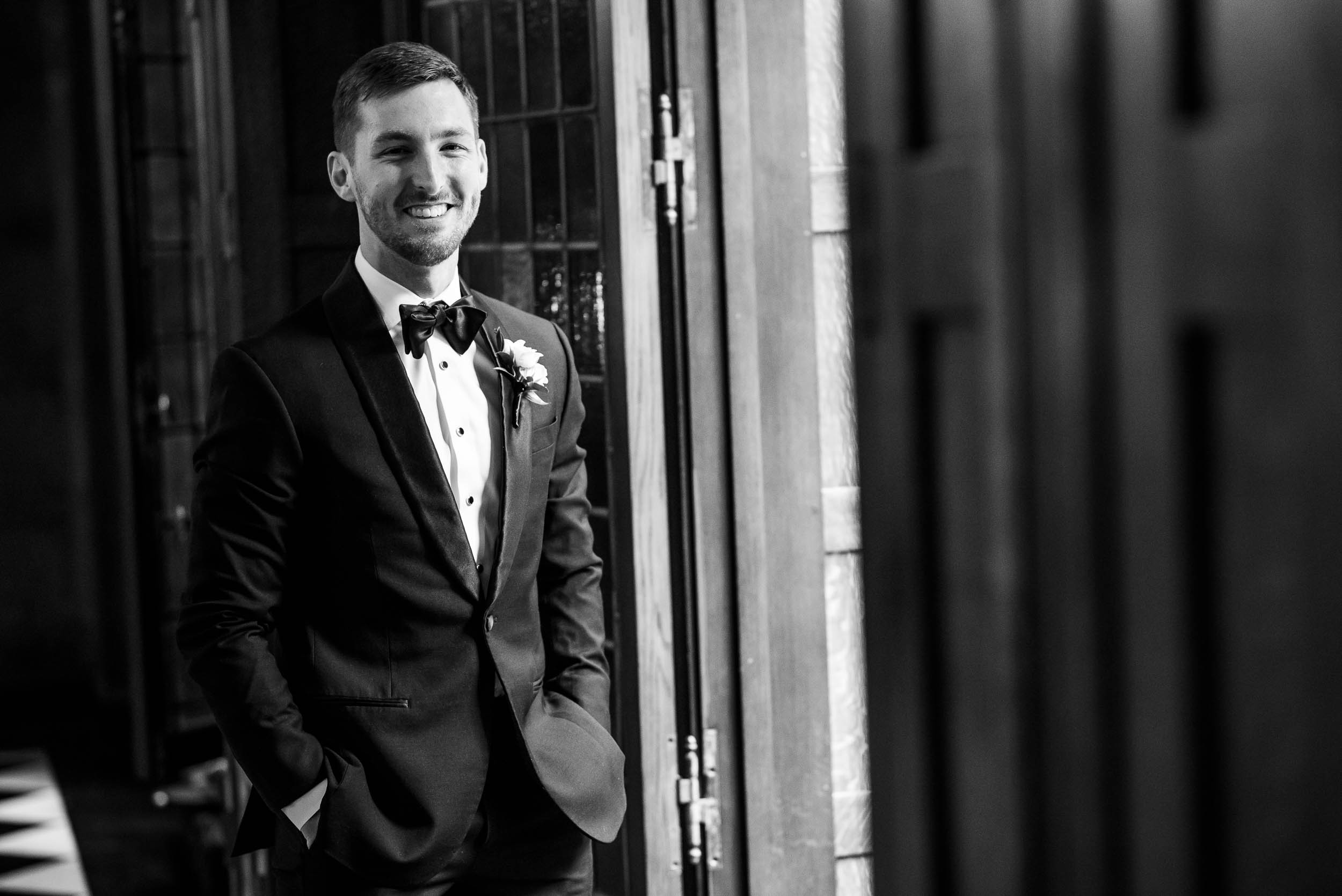 Groom ready for the ceremony during a Blackstone Chicago wedding.
