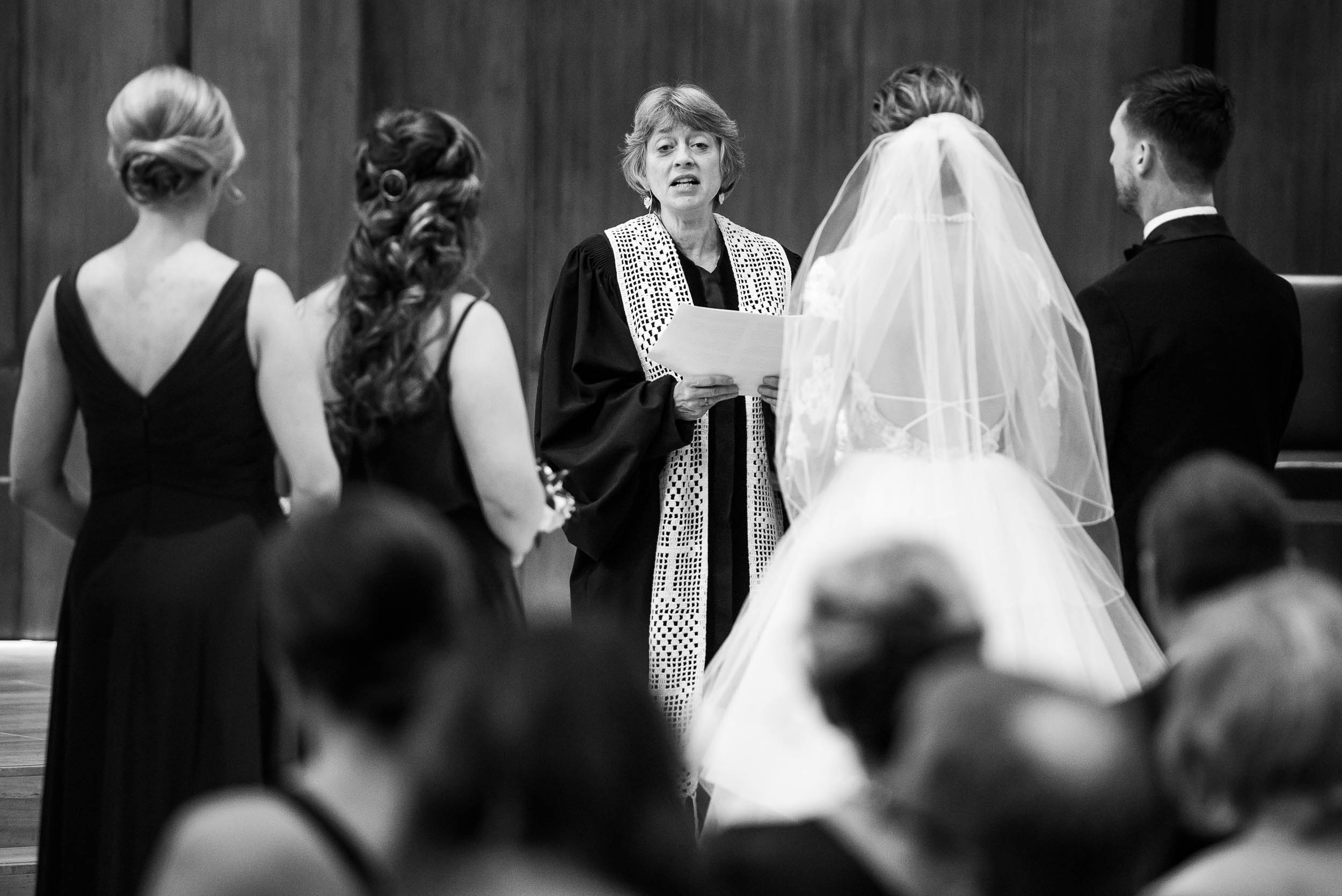 Pastor gives the sermon during a Fourth Presbyterian Church wedding.