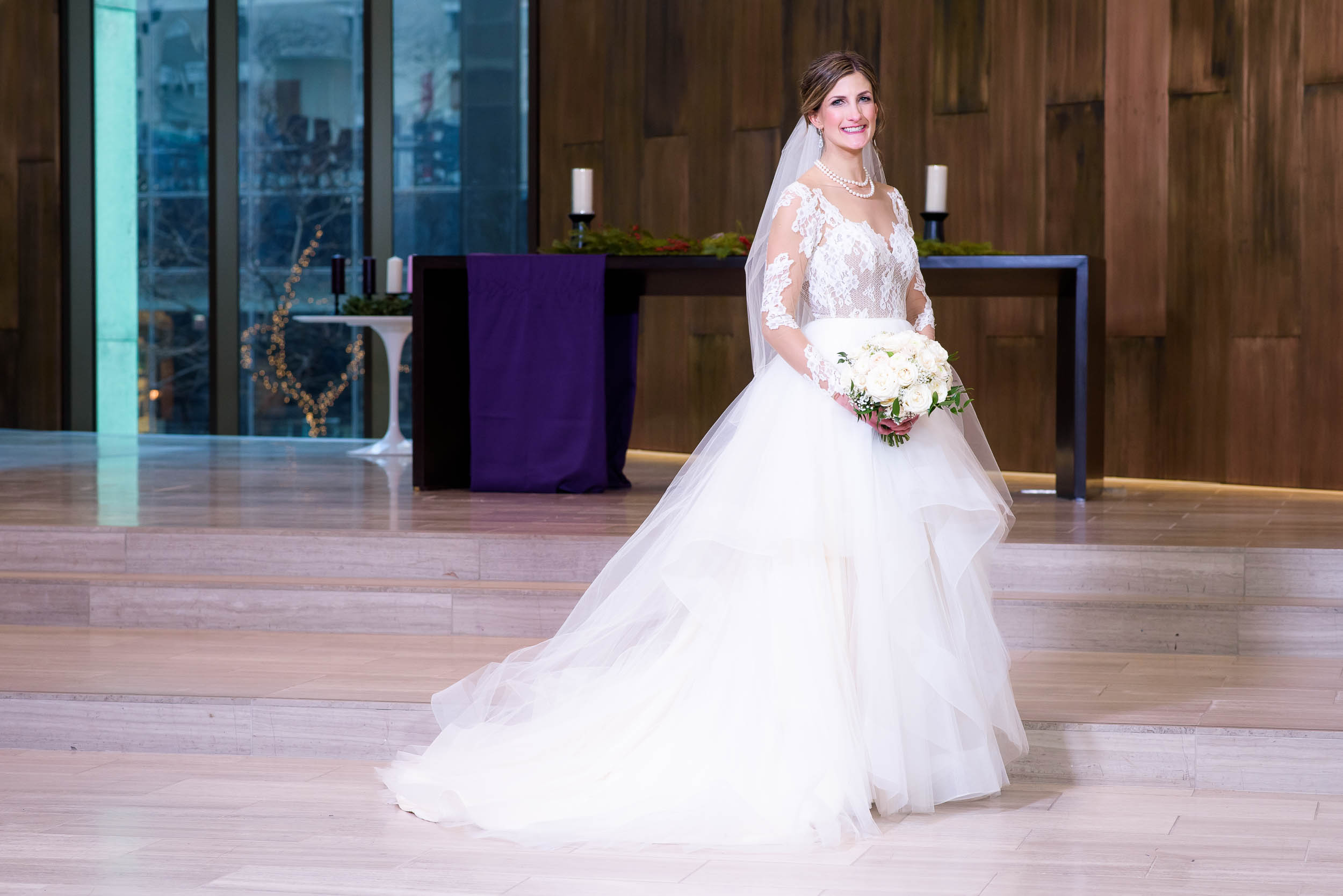 Bride portrait during a Fourth Presbyterian Church wedding.