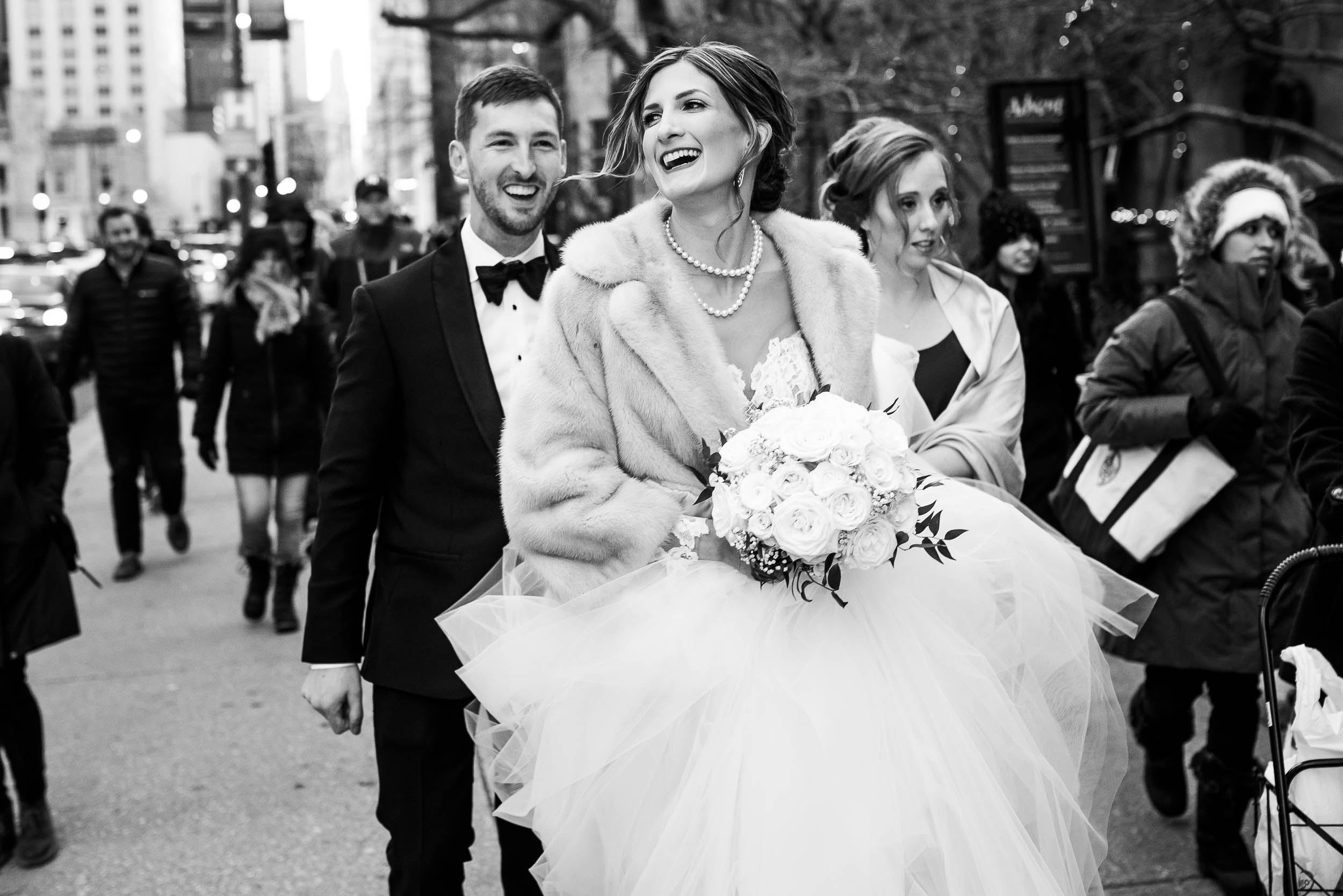 Fun photo of the couple during a Fourth Presbyterian Church wedding.