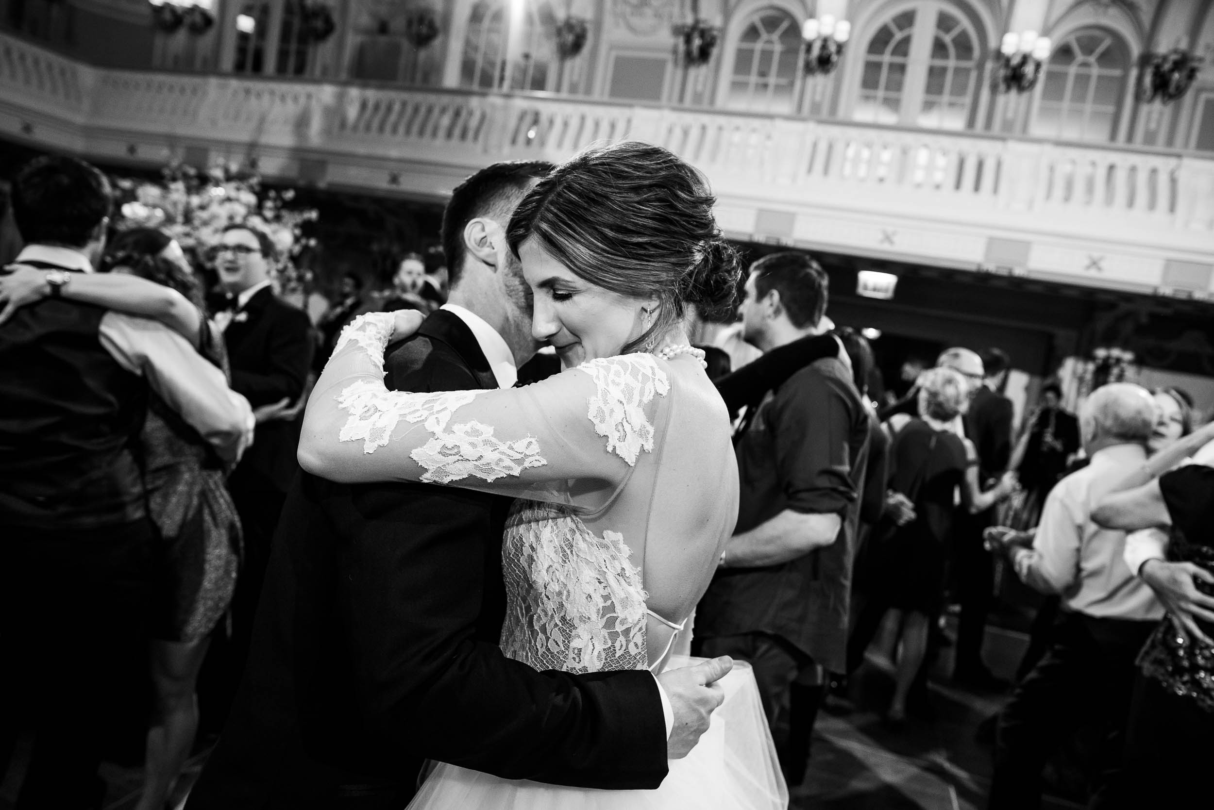 Last photo of the bride and groom during a Blackstone Chicago wedding.