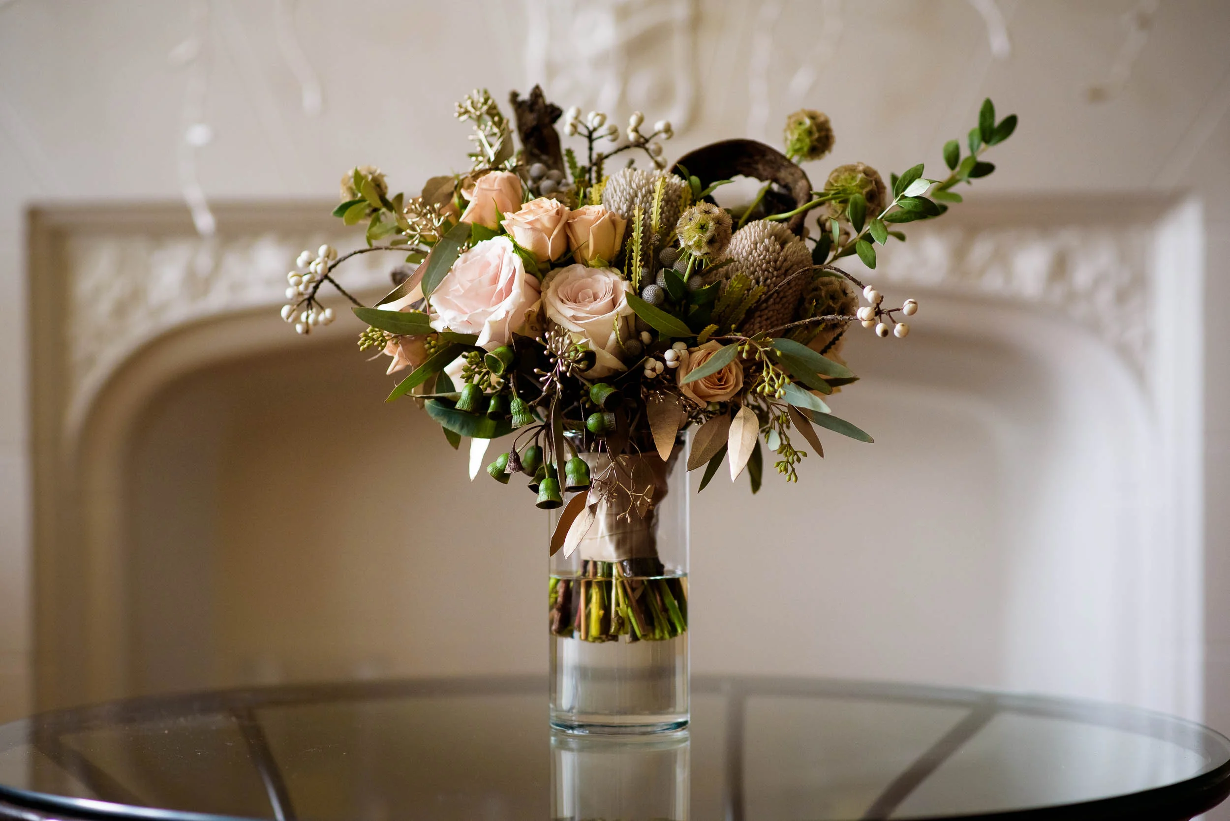 Bridal bouquet by Gratitude Heart Garden before a Loft on Lake Chicago wedding.